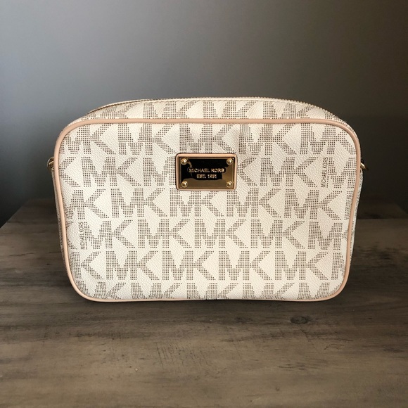 Michael Kors Handbags - Michael Kors White Monogram Crossbody Purse